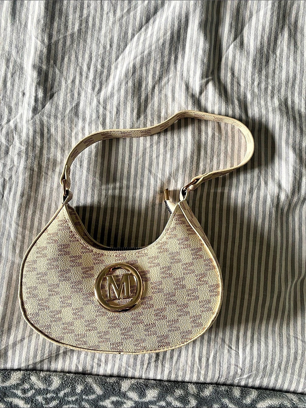 Monogram Shoulder Bag in Brown & Cream